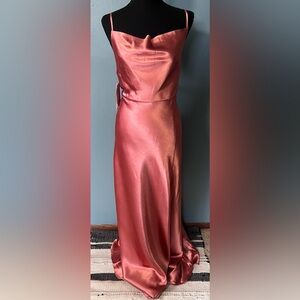 Birdie grey Lisa long satin dress terracotta color